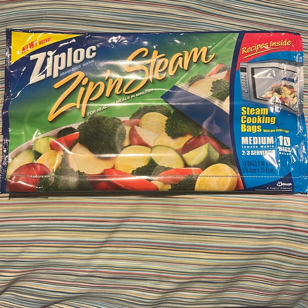 Ziploc Zip ‘n Steam Cooking Bags Medium 10 Bags NEW Sealed
